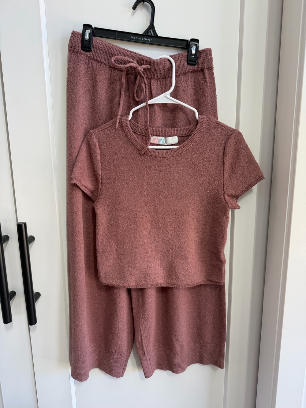 🌸 Sz M (fits like S) Free People Straight Leg Pants & Knit Top Set - Dusty Mauve